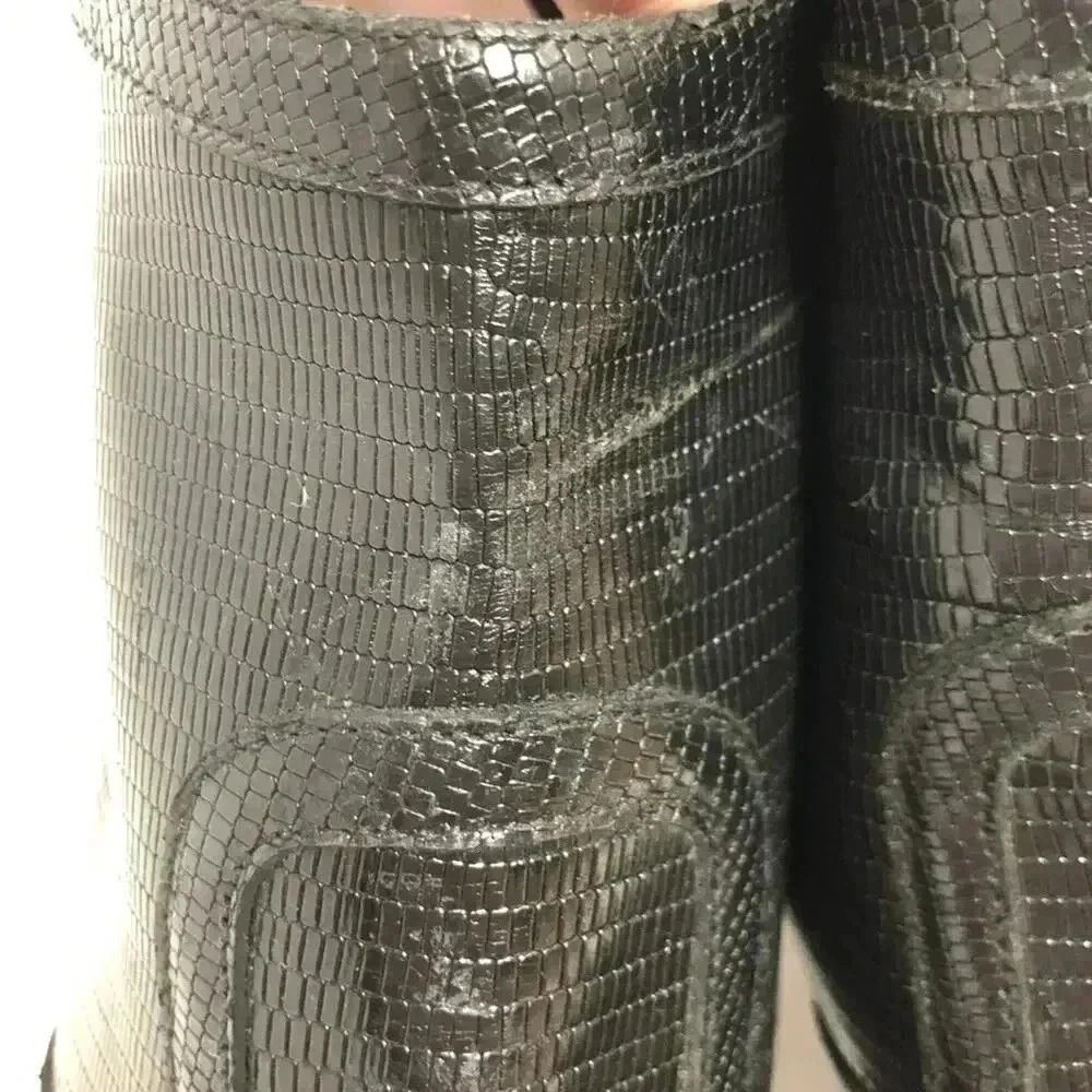 Doucal's Vintage Crocodile Print Leather Luxury Designer Black Booties Pointed - Picture 8 of 13